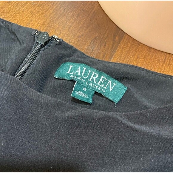 Lauren Ralph Lauren Bell Cuff Black Shift Midi Dress Size 8 - Picture 9 of 9